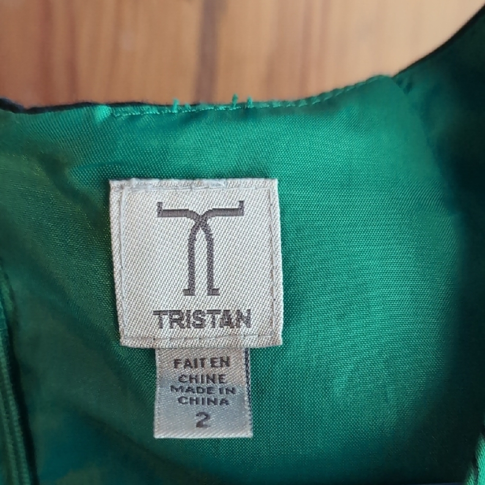 Tristan Emerald Green and Black Patterned Midi Dress - Picture 2 of 5